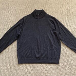 Buttoned Down Men’s Half Zip Sweater 100% Wool Pullover Dark Grey Size XXL FLAWS